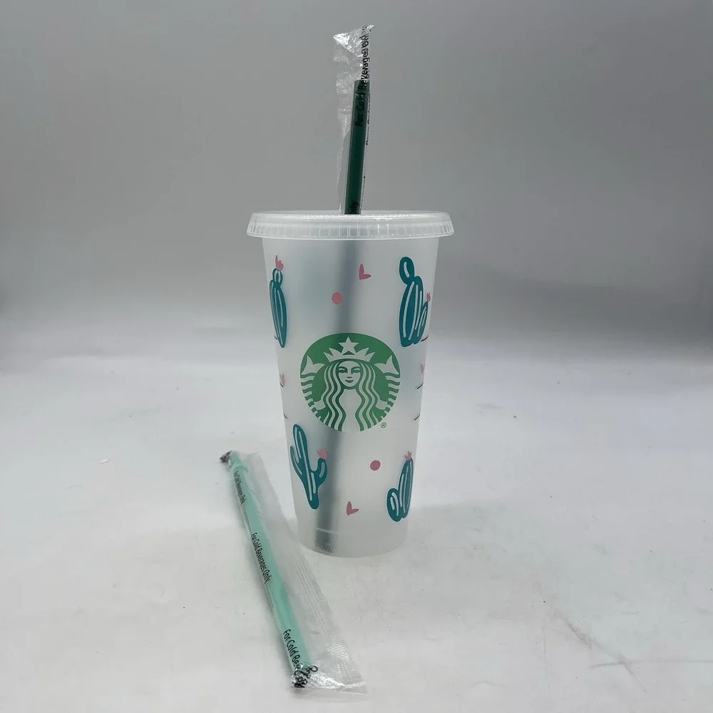 Starbucks Reusable Cup Custom Vinyl Cactus Lover Cute Cold Cup 24 oz New